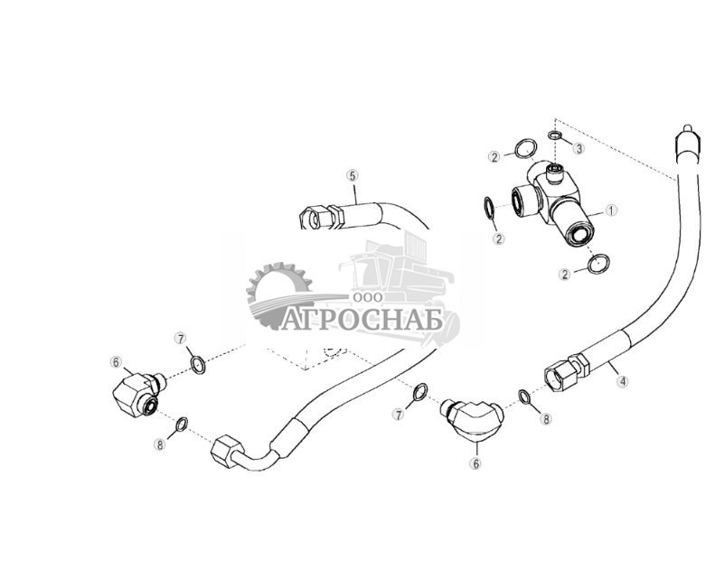 Трубопроводы клапана опускания груза (ЭГ управление, стандартное) - ST1583 201.jpg